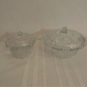 Vintage KIG Indonesia Glass candy dishes with Lids